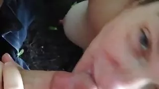 Milf sucks dick in park
