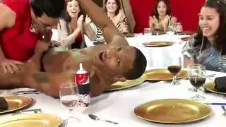 Crazy women suck male strippers at CFNM party