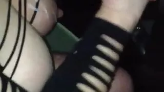 Slutty housewife takes a load on her tits