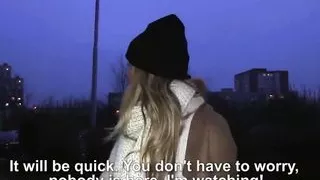 Money talks to blonde babe Chrissy Fox as she fucks outdoors