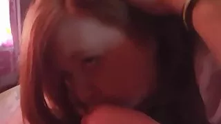 cute bbw gives playful blowjob 