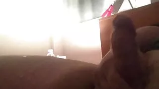 Big fat guy wanking his juicy tasty cock