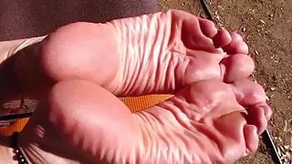wrinkled soles in the sun