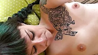 Tattooed Athletic Alt Girl Cums Hard Fucking Big Mature Cock