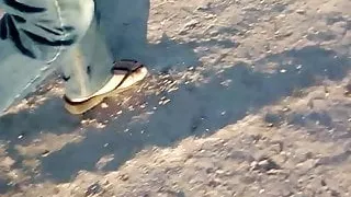 wearing cumed flipflops of the last video