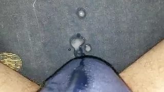 Cumming blue cotton panties