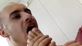 Suck my toes and I will give you a hot POV footjob JOI