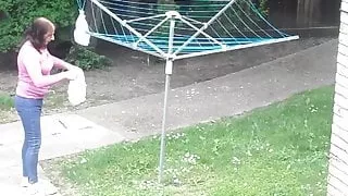 Sissy hanging rubber panties out