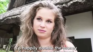 Freckled village chick Bunny Baby gets banged hard outdoor