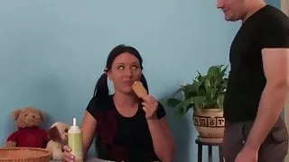 Euro slut cockriding after blowjob