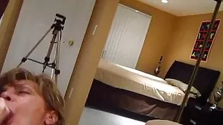 Kitten sucking a black cock