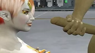 3D Cartoon Alien Vixen Getting a Double Teaming