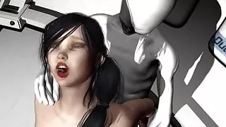 Foxy 3D Brunette Getting Fucked by an Alien