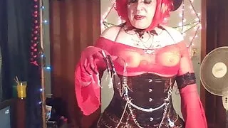 red leather glove smoking