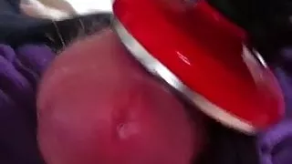 Using the heated vibrator to make my dick cum hard