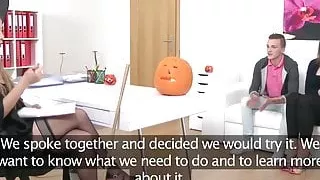 Alexis plays with her pussy as she watches a couple fuck