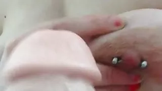 Big natural tits on a dildo