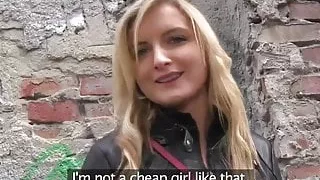 Pulled euro babe doggystyled on the stairway