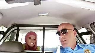 Pink haired teen babe Aidra Fox slammed by the horny cop