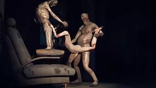 Infected 3D Babe Double Teamed by Zombies