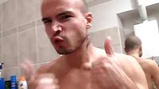 Big belly girlfriend is banged in the bathroom