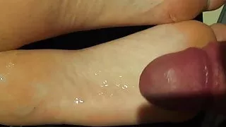Cum on my Ex's soles while she's watching TV