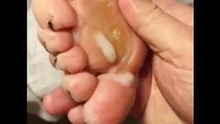 Cum on mature toes