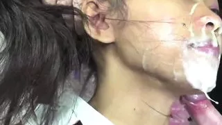 StickyAsian18 girlfriends fit big cock in their mouths