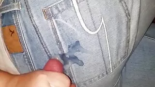 Cumshot on American Eagle jeans