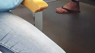 Sexy milf feet in train