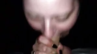 Slut sucking on my ballz