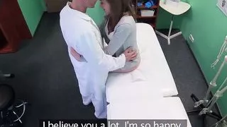 Brunette cutie gets her pussy filled with doctors warm cum