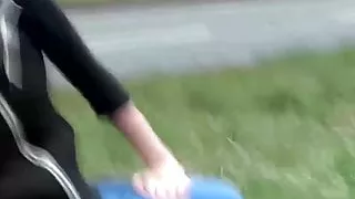 British skinny Leyla flashing in London