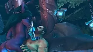 Night Elf riding in a pool