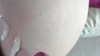 Wanking over wife's arse.