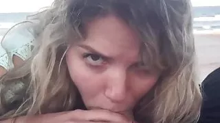Girlfriend fucks and gives perfect Blowjob on the Beach