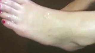 Rubbing In Cum After Footjob