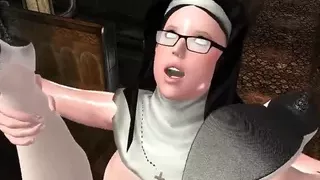 Nun and Demonic Babe  fuck in Futanari