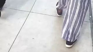 Bbw booty granny in stripped pants