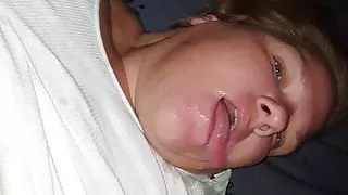 Bbw wife taking a huge facial