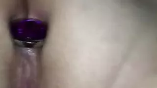 Fucking my pussy with the princess plug in my ass