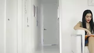 Horny babe Karly rides a cock and gets her face messed up