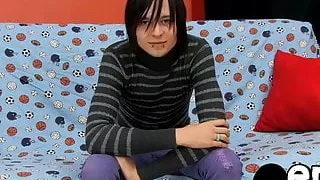 Skinny emo dude Miles Pride spills the load out of his cock