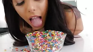 Exotic4k - Sweet tits latina Gina Valentina sex with food