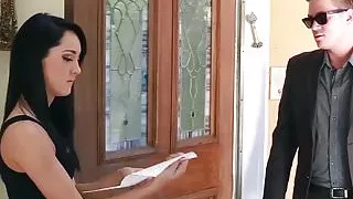 Sexy chick Sabrina Banks pays rent with her sweet pussy