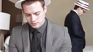 Two hot conservative dudes have a sensual bedroom fucking