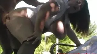 Fucking his secretary in the garden