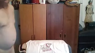 jacking a little and sucking dildo