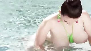 busty babe showing her big boobs on a sunny day