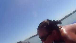 inner tube blowjob  on the lake